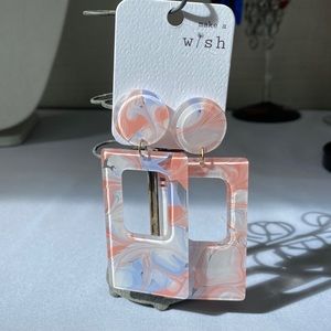 Rectangular picture frame swirl earrings